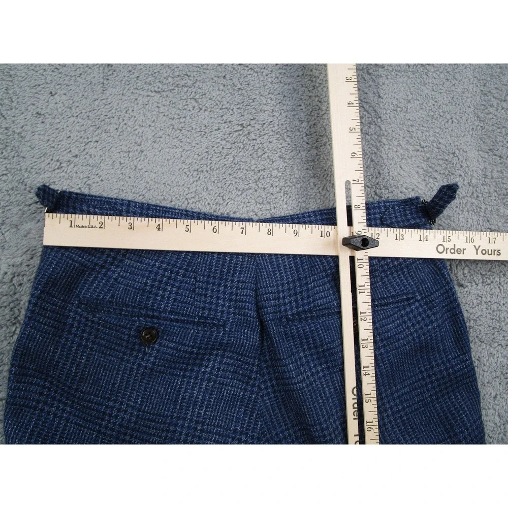 Suitsupply Brentwood Blue Glen Check Wool Linen Pleated Trousers Mens 36S